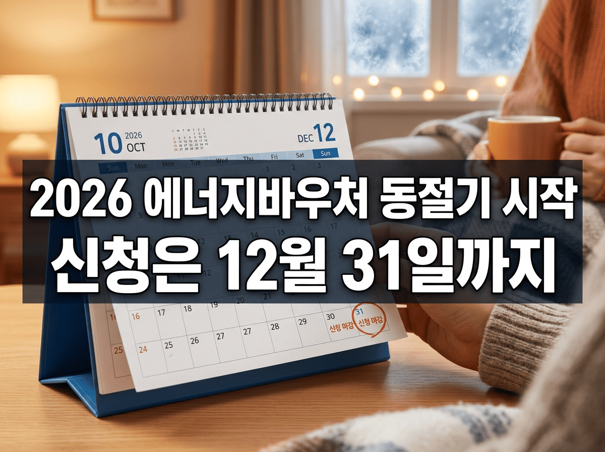 2026 에너지바우처 신청 마감일과 동절기 사용 시작일을 달력으로 정리한 장면