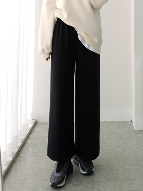 밍크퍼 밴딩 기모 와이드팬츠