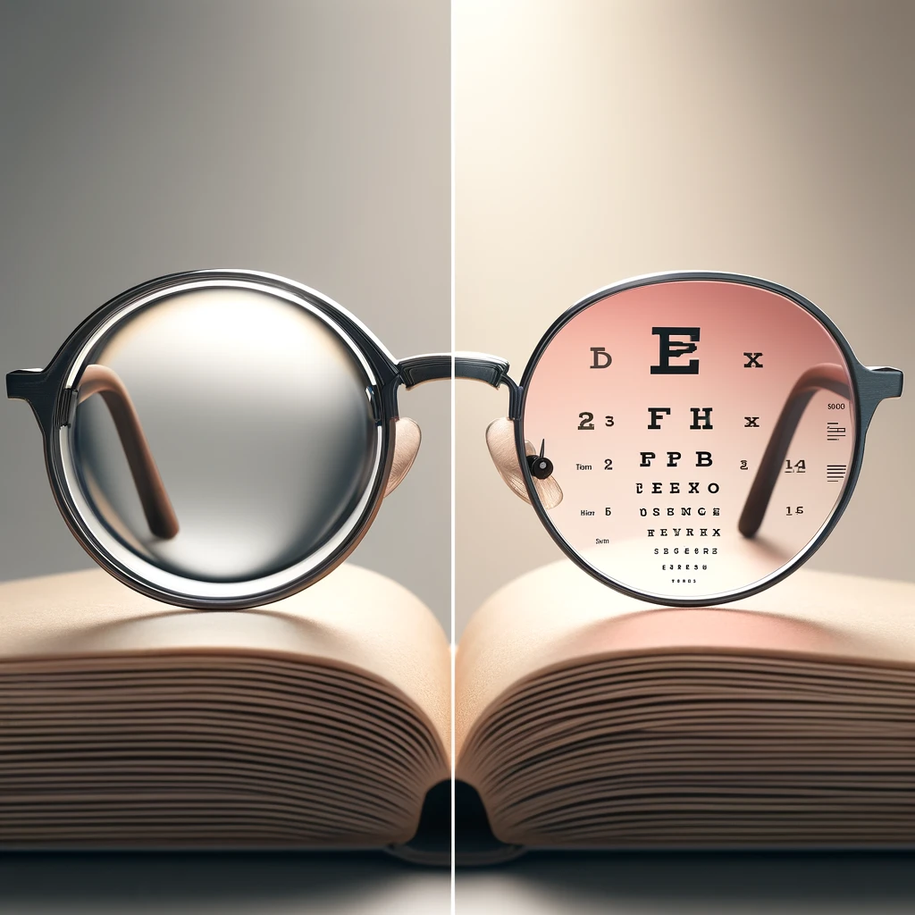 돋보기 안경과 다초점렌즈 안경 이미지