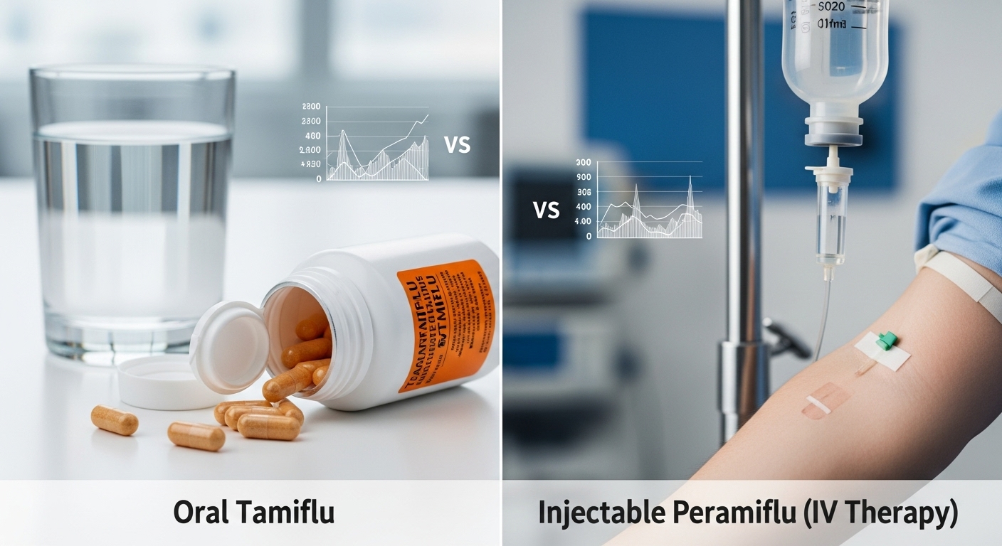 B형 독감 치료제인 경구용 타미플루와 주사용 페라미플루의 효능 비교