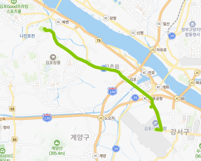 김포-서울-70A번-버스-노선-지도