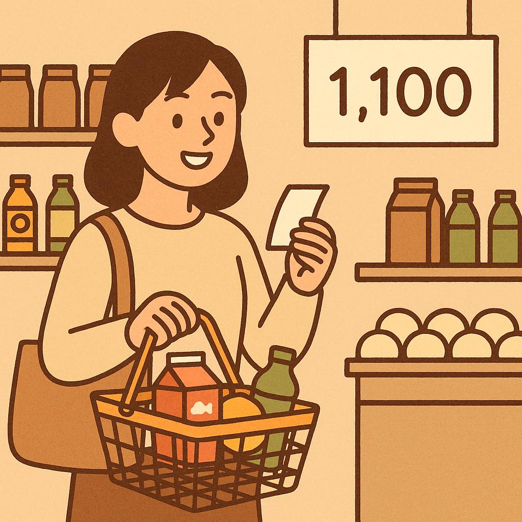 편의점에서 장 보는 여성의 사진