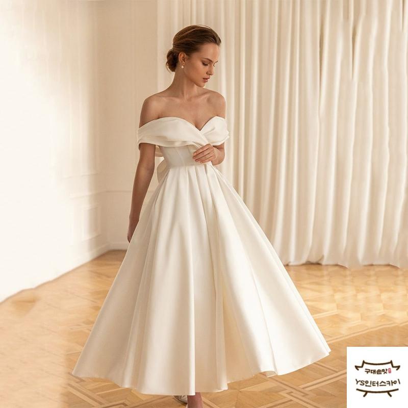 미니웨딩드레스 결혼식 원피스 신부 미니 드레스 셀프웨딩촬영 T