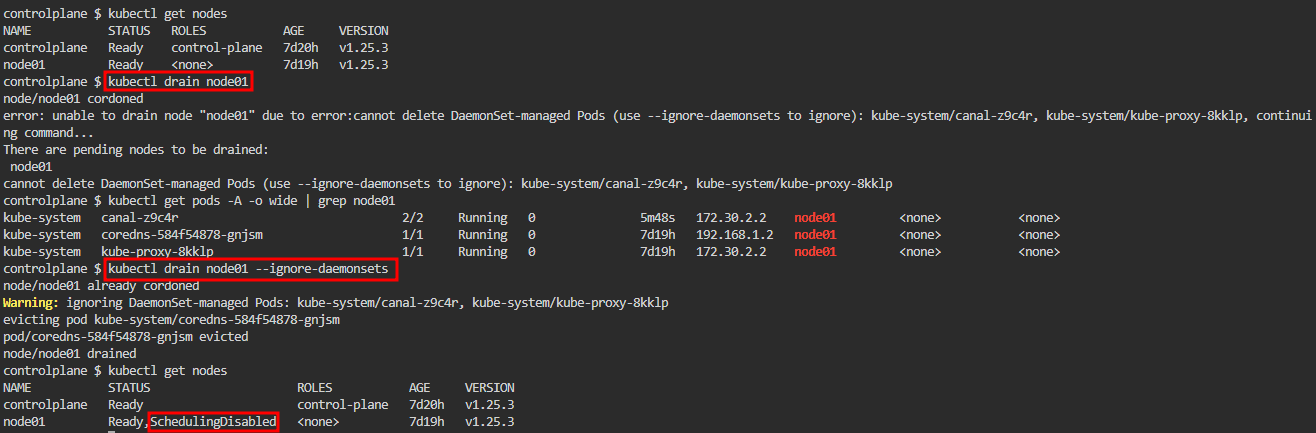 kubectl node drain