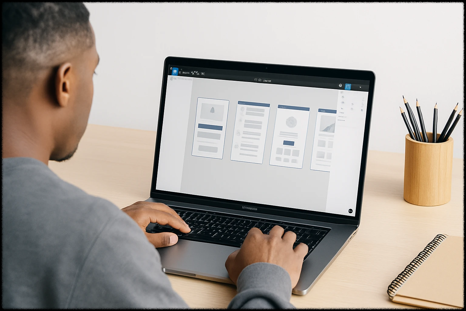 Figma에서 UI 설계를 진행 중인 디자이너의 모습