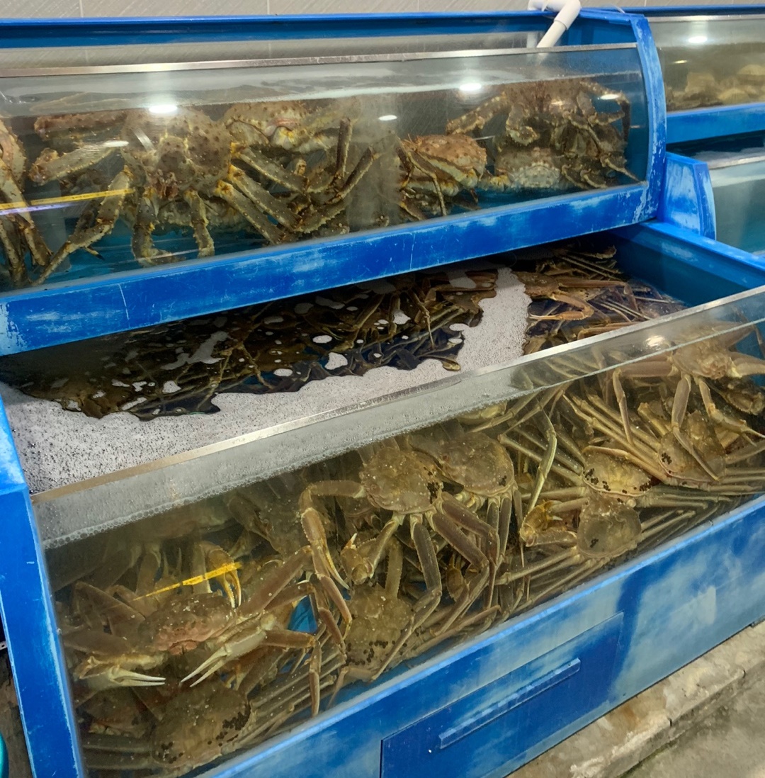 가득찬 수족관안에 킹크랩