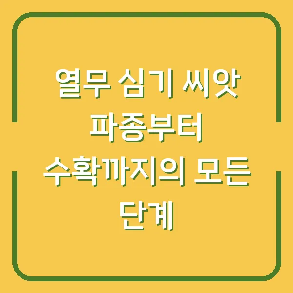 열무 심기 씨앗 파종부터 수확까지의 모든 단계