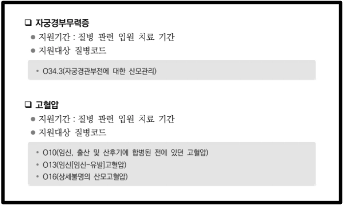 고위험임산부 의료비지원 조건확인