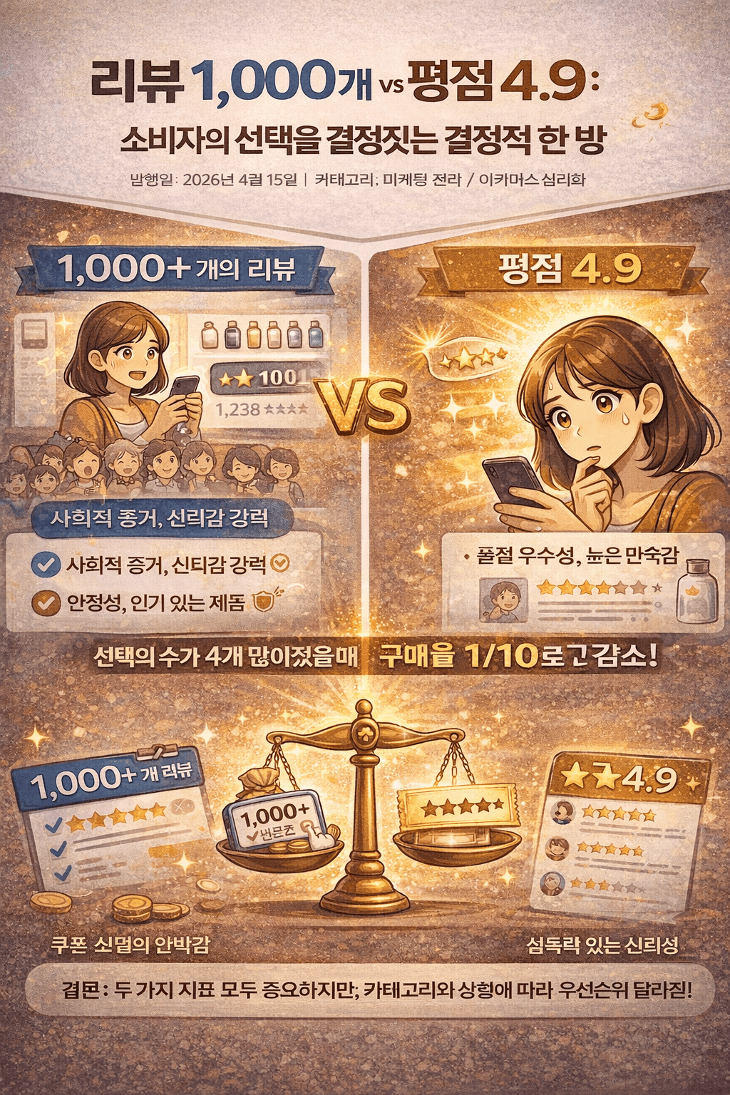 리뷰 1,000개 vs 평점 4.9, 뭐가 더 잘 팔릴까? (소비 심리 분석)
