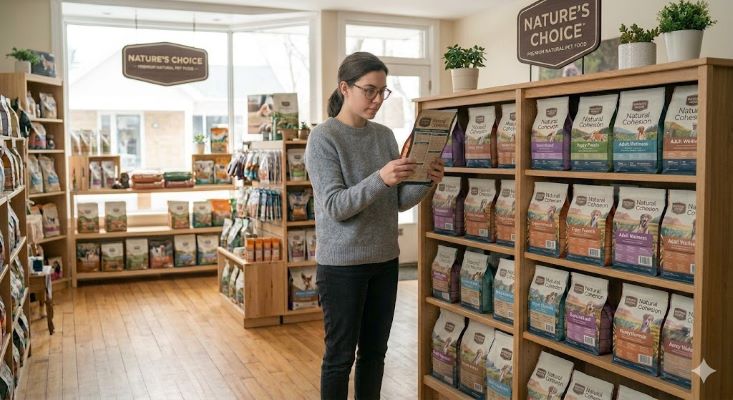 사료를 꼼꼼히 살펴보는 모습의 사진