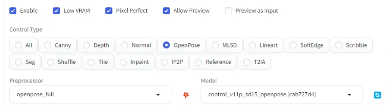 ControlNet 모델 선택