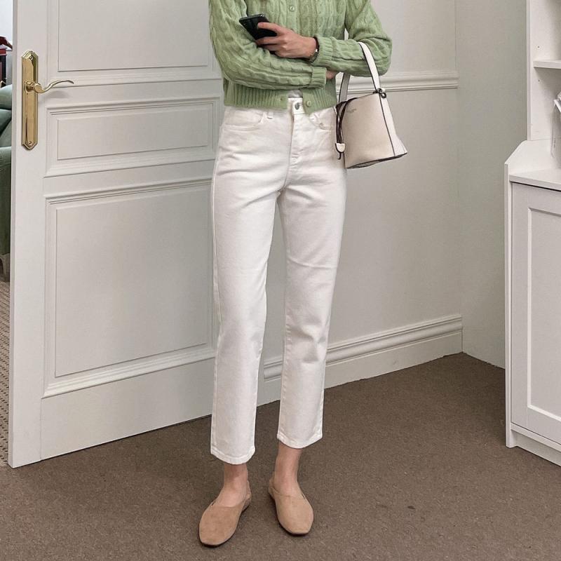 화이트진 아이보리 크림진 키작녀청바지