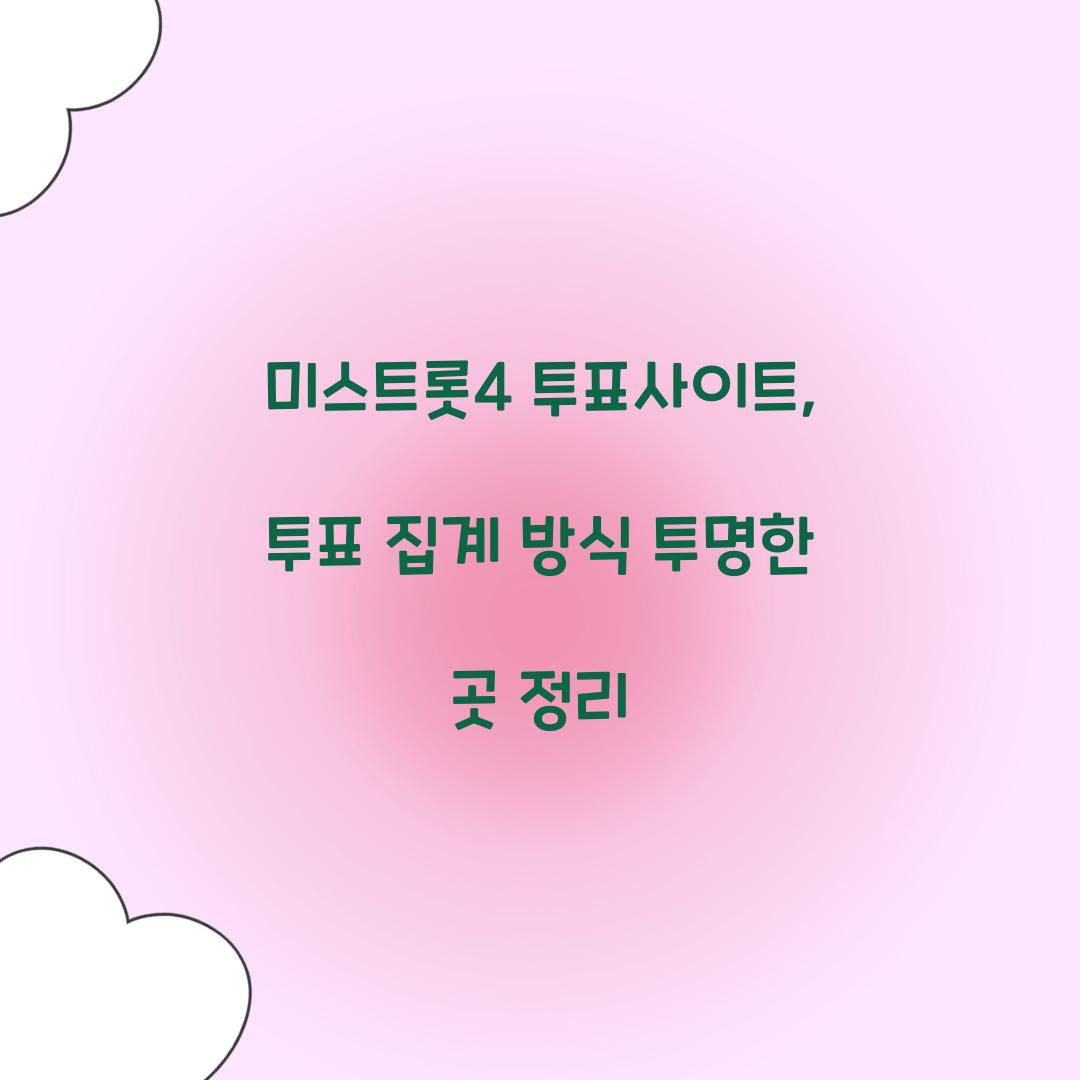 미스트롯4 투표사이트, 투표 집계 방식 투명한 곳 정리