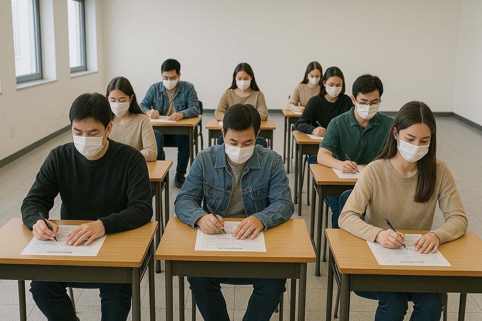 자격증 시험을 치르는 장면