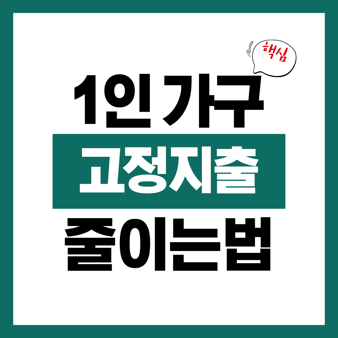 1인 가구 생활비 줄이는 고정지출 점검법