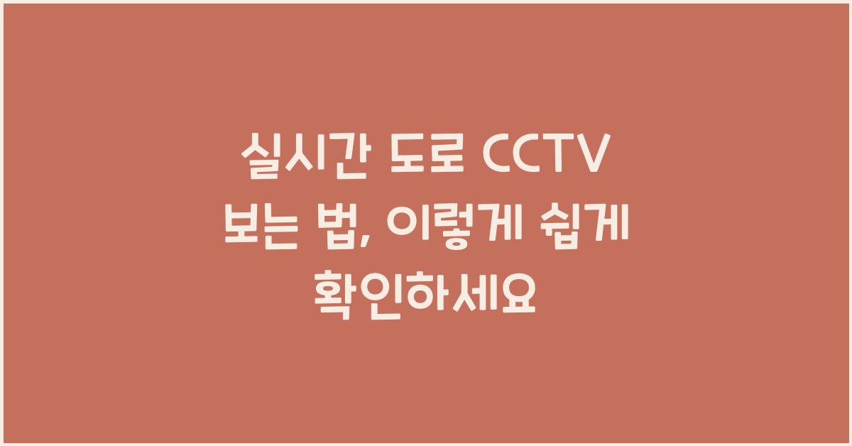 실시간 도로 cctv 보는 법