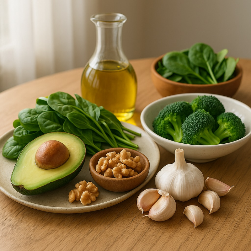 간 해독과 회복을 도와주는 간 건강에 좋은 음식 녹황색채소, 아보카도, 견과류, 마늘, 올리브오일
