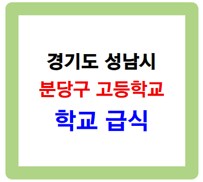 경기 성남시 분당구 고등학교 학교 급식