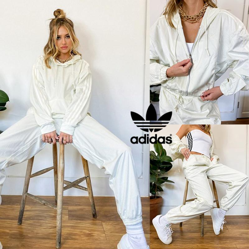 아디다스 오리지날 벨벳 코듀로이 크림 트레이닝 세트 맨투맨 후드 집업 조거 팬츠 바지