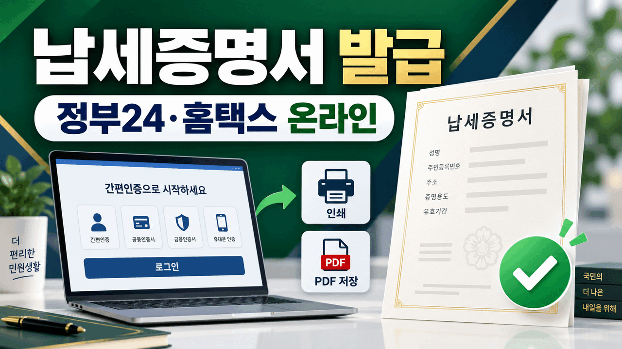 납세증명서 온라인 발급 방법 ❘ 정부24&middot;홈택스와 지방세 증명 구분