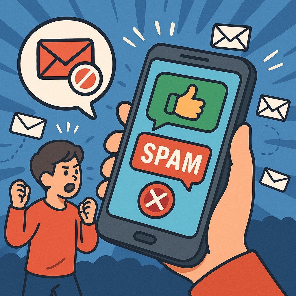 문자 스팸을 싫어하는 사람의 이미지