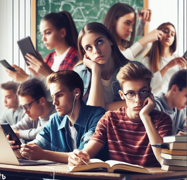 공부에 집중하는 학생과 이를 방해하는 학생