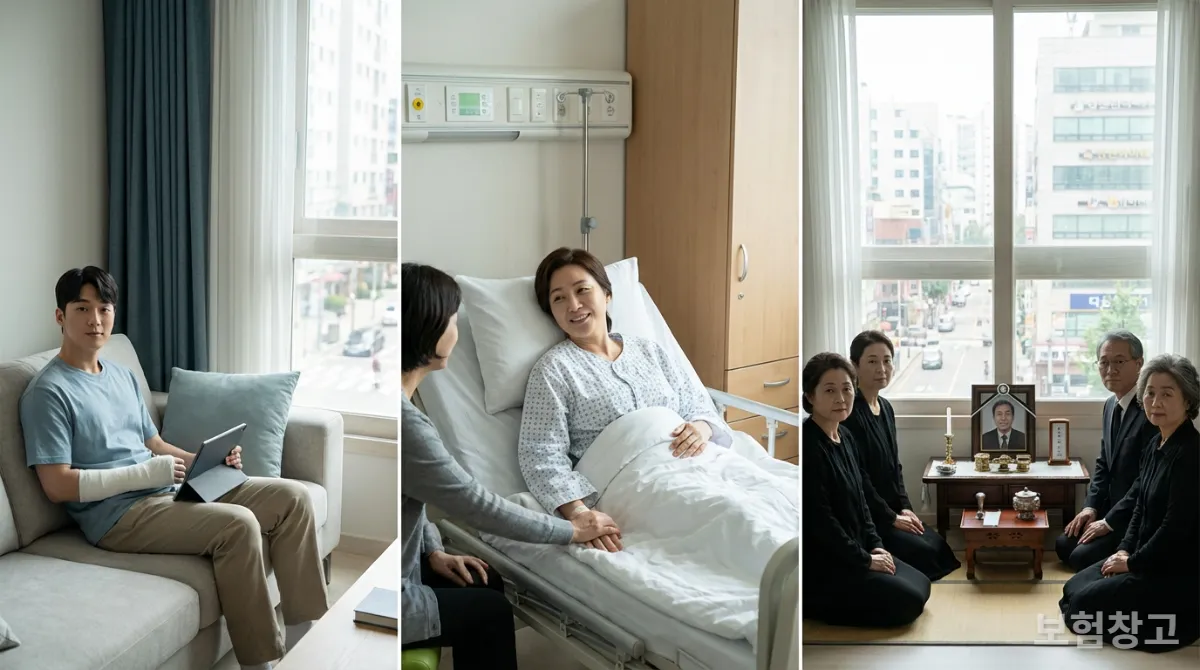 다양한 보장성 보험의 종류와 특징을 보여주는 이미지