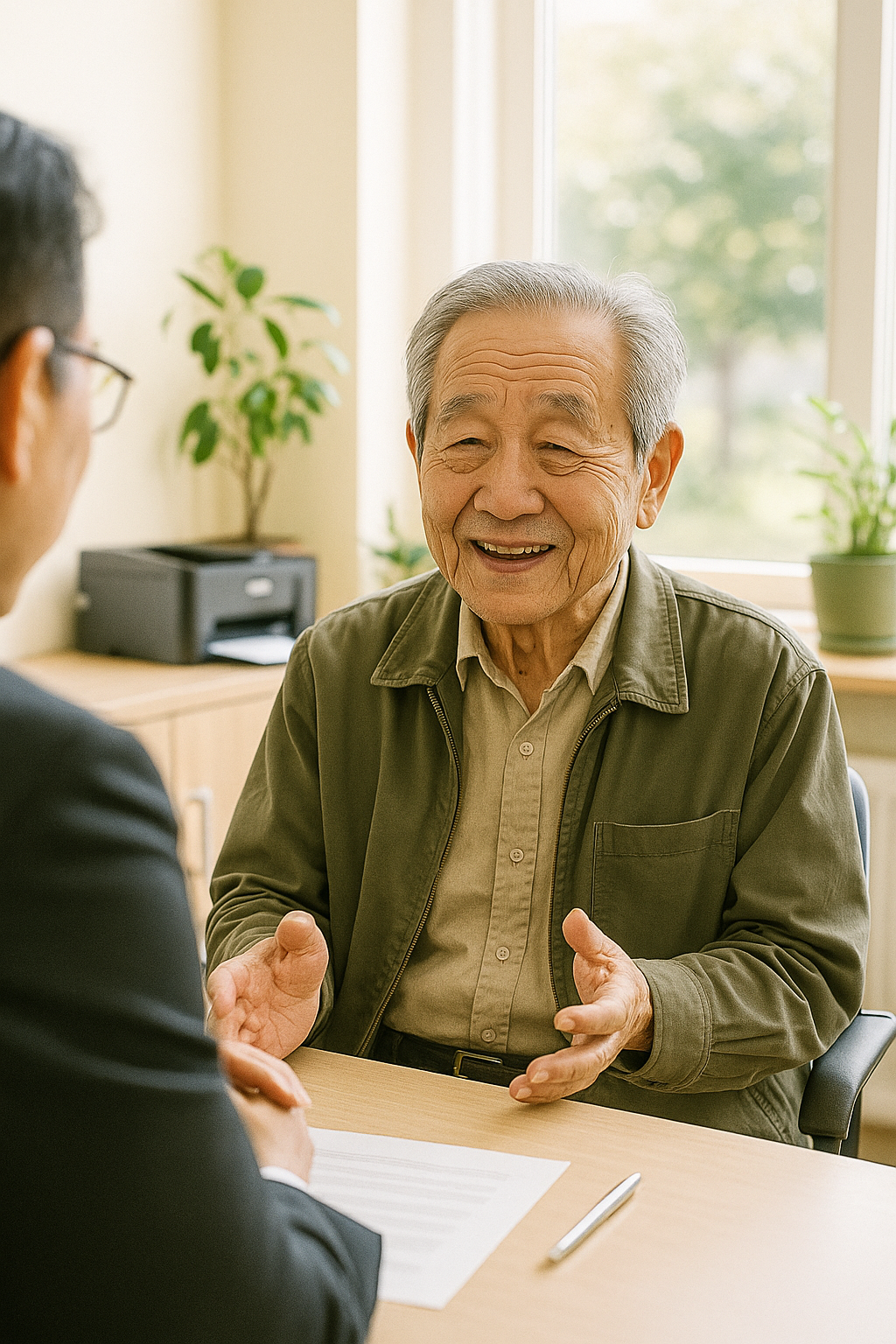 주민센터에서 지원금 관련 상담을 받는 시니어