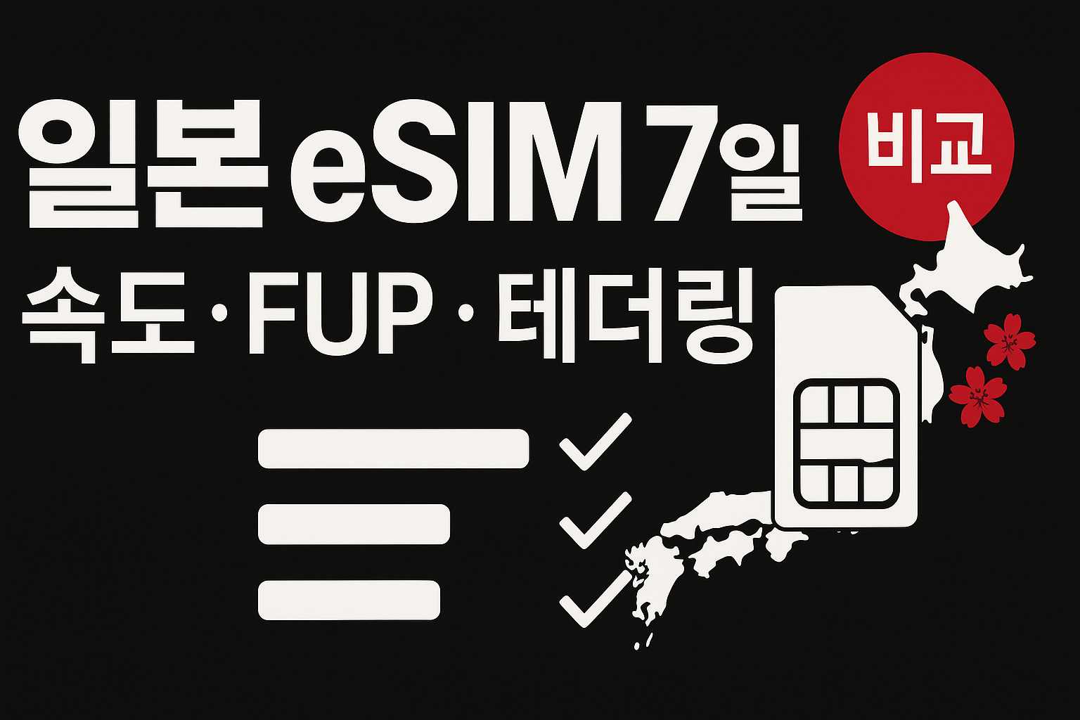일본 eSIM 7일 플랜 비교: FUP&middot;테더링&middot;TCO 요약