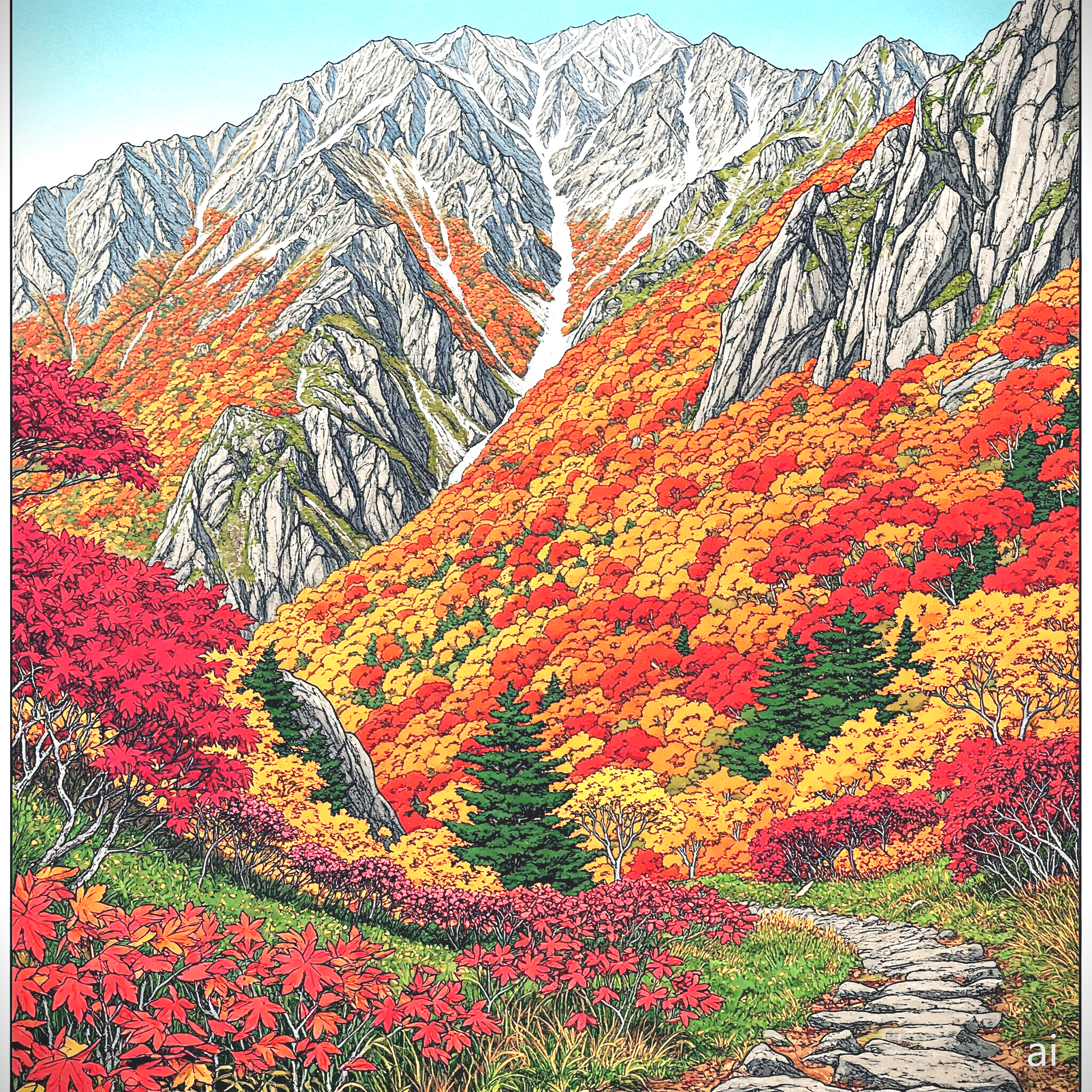 꽃이 만발한 산