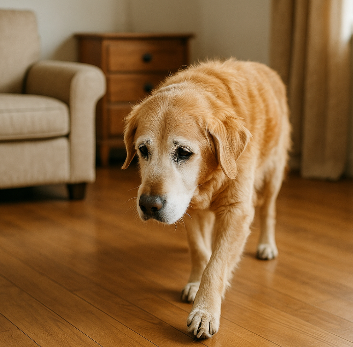 실내의 노령견 이미지