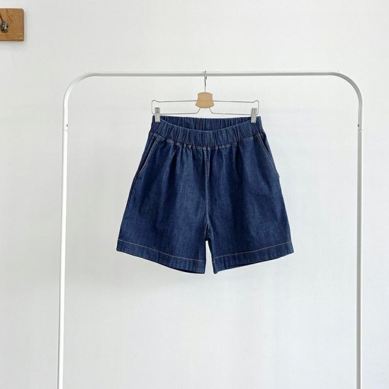 빅사이즈 스판 밑위긴 밴딩청반바지 ~40