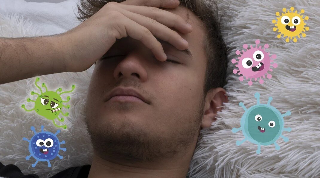 머리가 아픈 젊은 남성