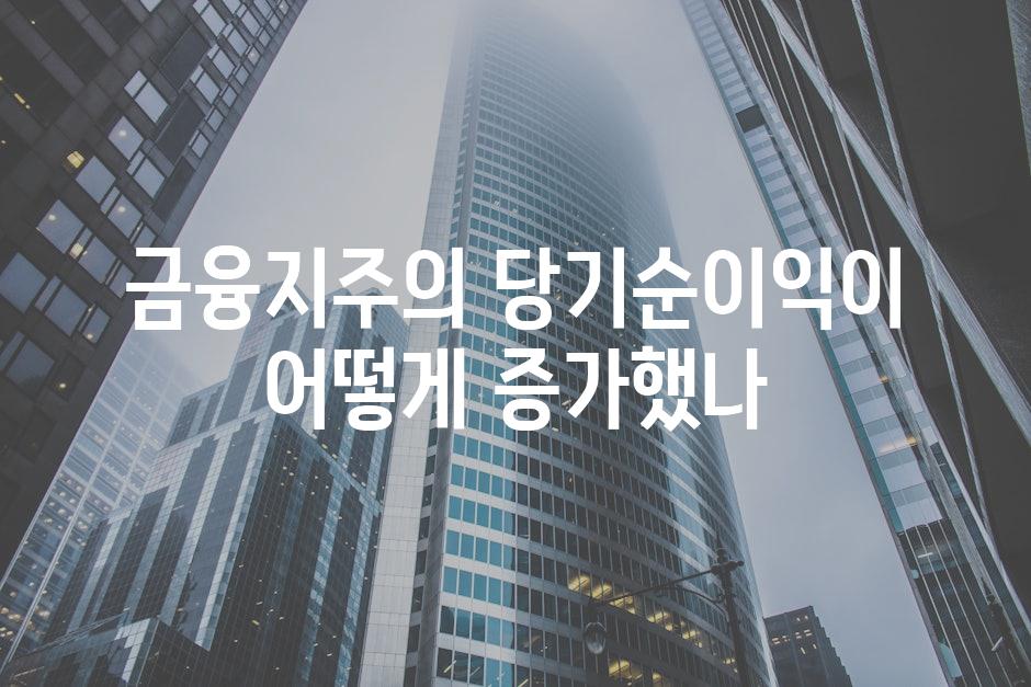 금융지주의 당기순이익이 어떻게 증가했나