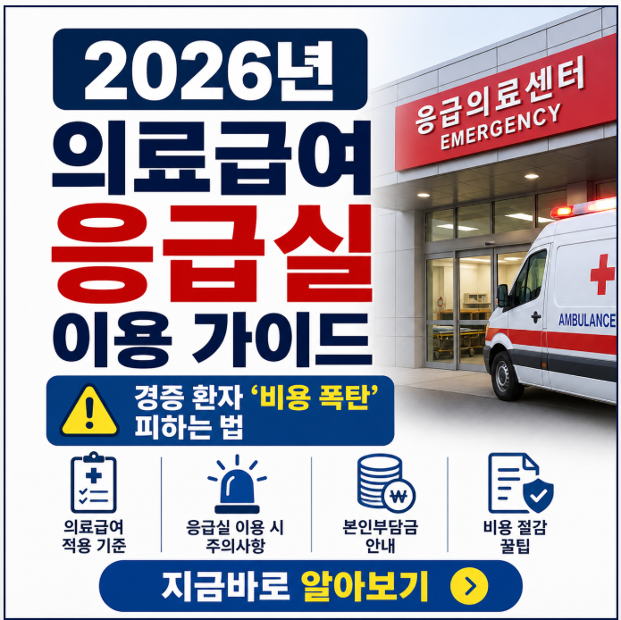 2026년 의료급여 응급실 이용 가이드: 경증 환자 '비용 폭탄' 피하는 법