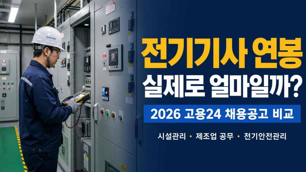 2026년 고용24 채용공고를 기준으로 전기기사 연봉을 비교한 대표 이미지