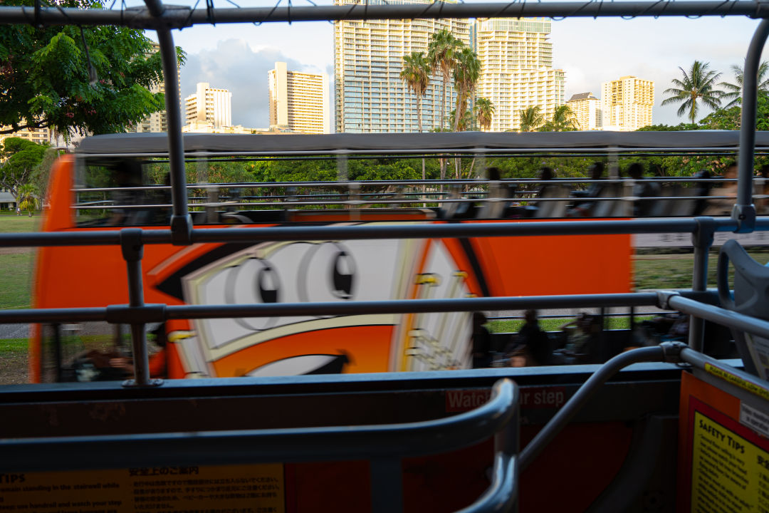 하와이 핑크 트롤리 2층 버스