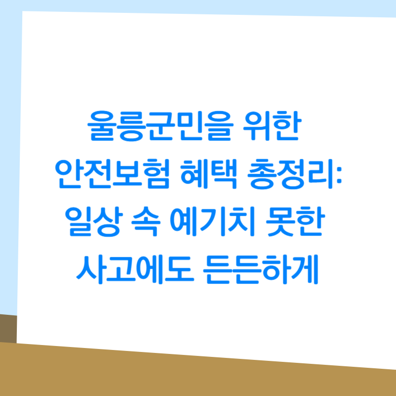 울릉군민을 위한 안전보험 혜택 총정리: 일상 속 예기치 못한 사고에도 든든하게