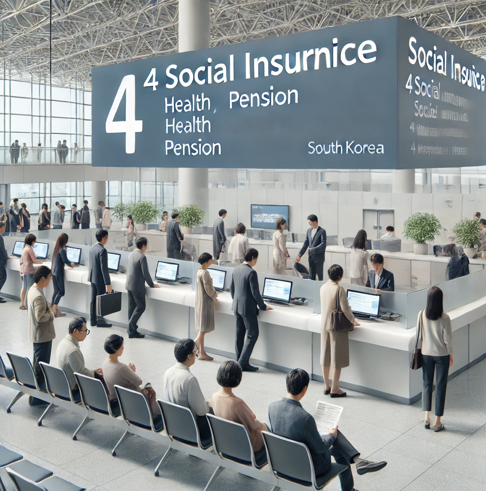 사회보험 문의를 처리하는 공단 내부