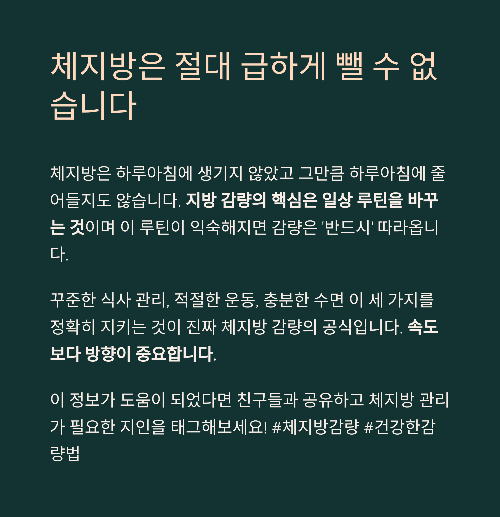 체지방 줄이는 가장 현실적인 방법: 실패 없는 습관 루틴 공개