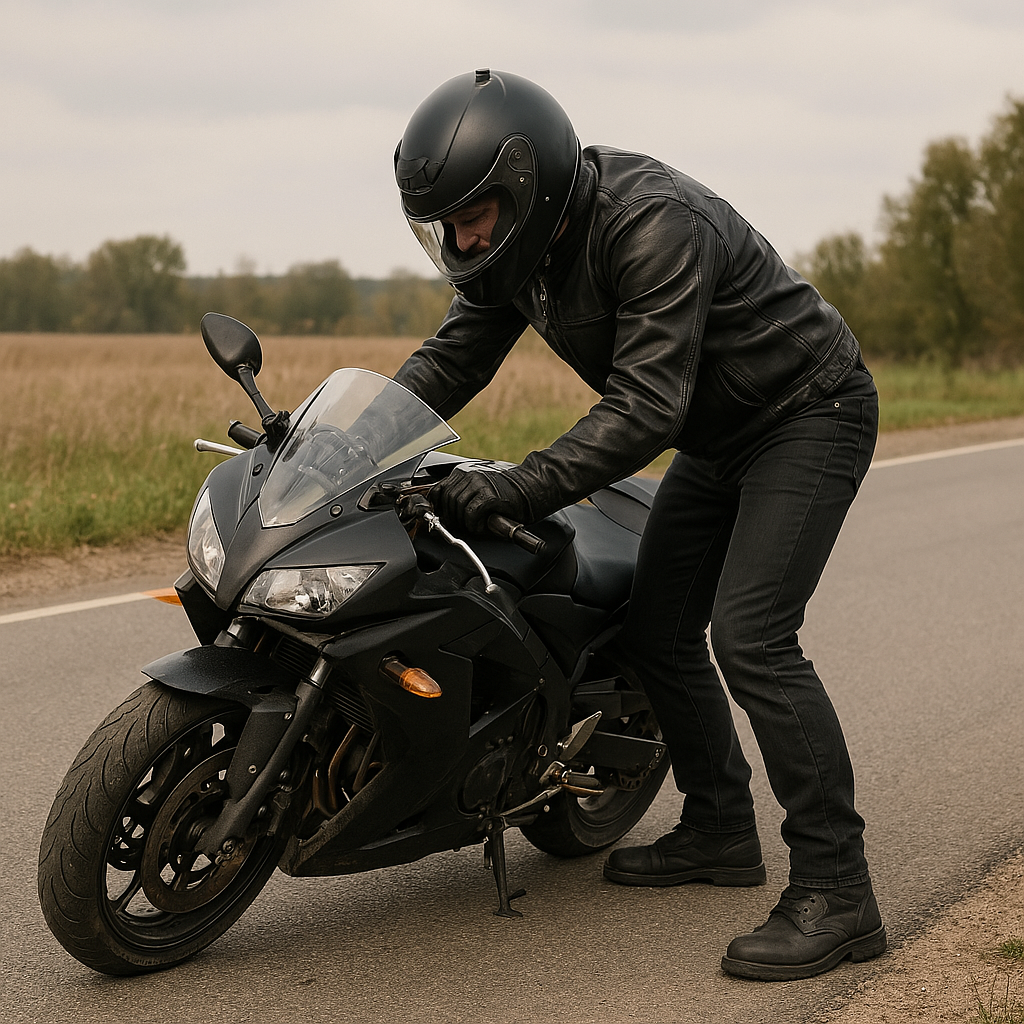 넘어진 오토바이