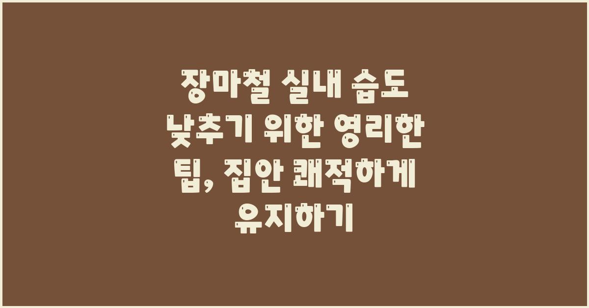 장마철 실내 습도 낮추기 위한 영리한 팁