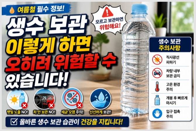 여름철 생수 보관법을 설명하는 이미지