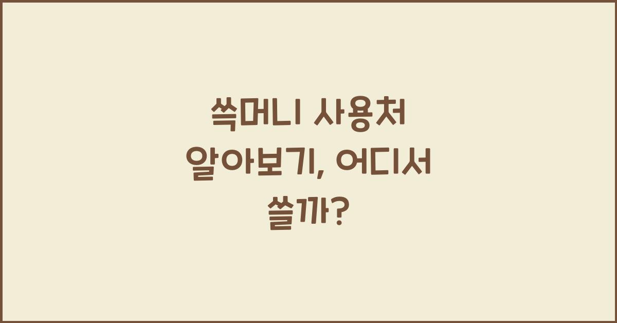 쓱머니 사용처