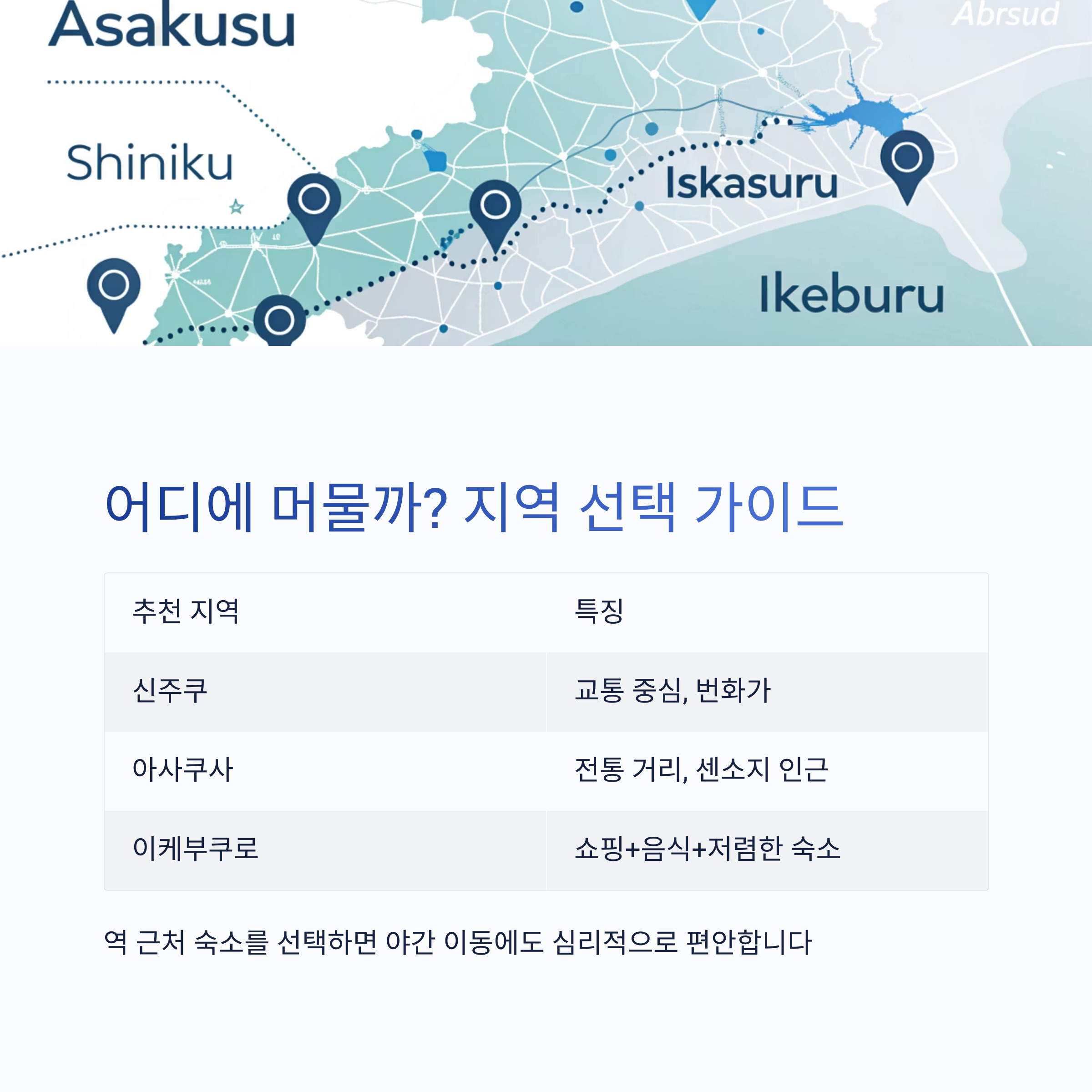 어디에 머물까? 지역 선택 가이드