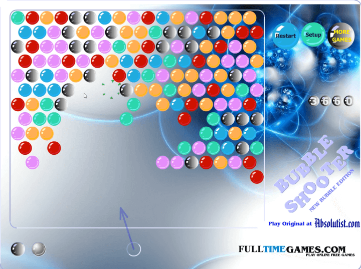 버블슈터-같은색-공맞추기-플래시게임-플레이-같은색-공을-맞추고-제거하는-화면