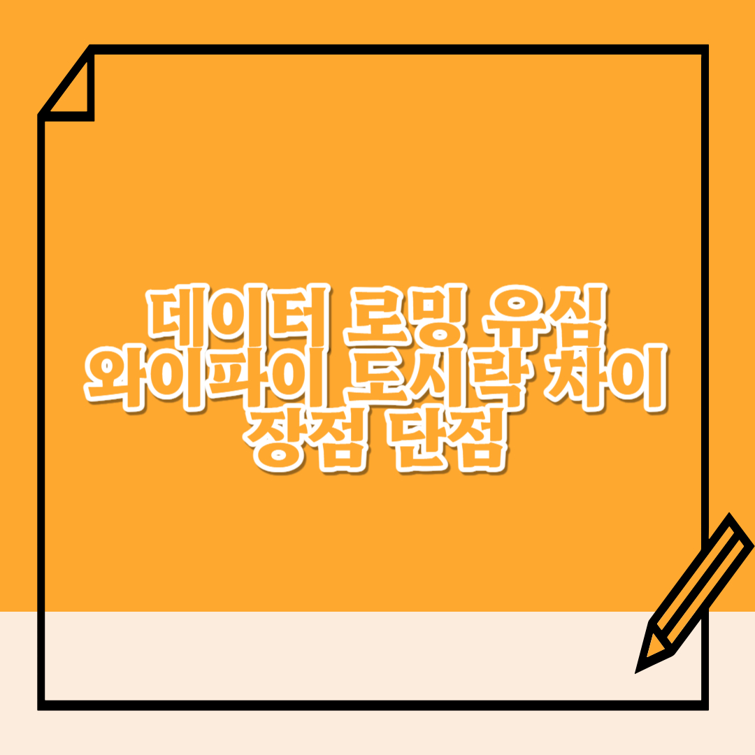 데이터-로밍-유심-와이파이-도시락-차이-장점-단점