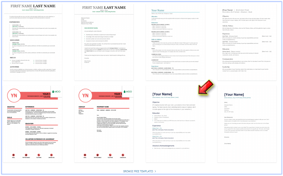 원하는-영어-이력서-템플릿-선택