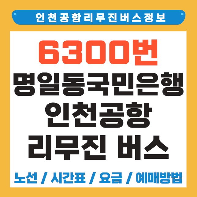 명일동국민은행 인천공항 리무진 버스 노선 시간표 요금 예약 방법 6300번