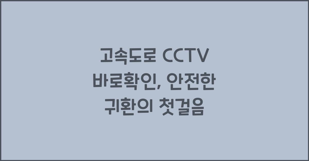 고속도로 cctv 바로확인